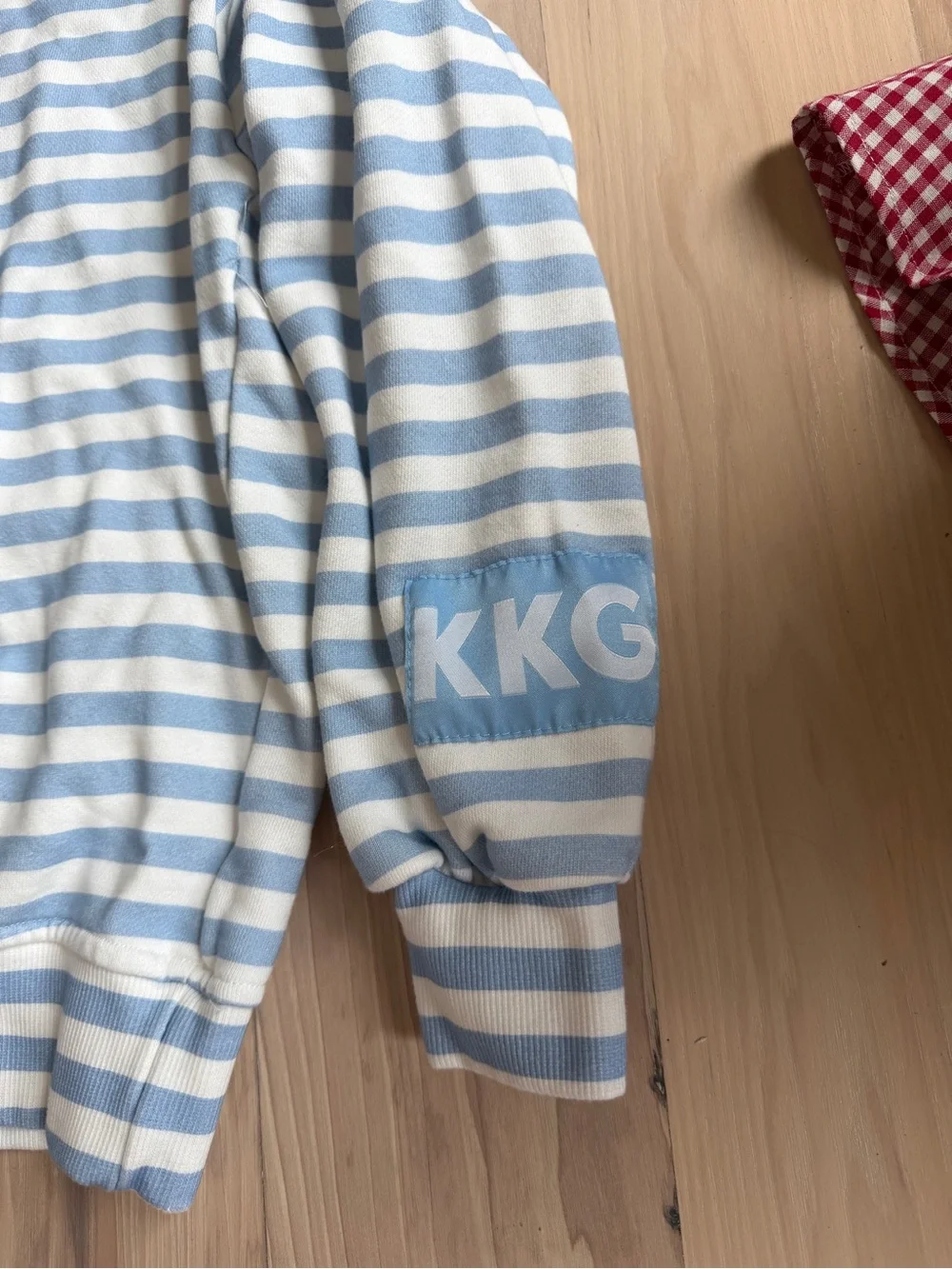Blue & White Striped Two-Piece Loungewear KKG Sweatshirt (S) and Short (XS) Set
